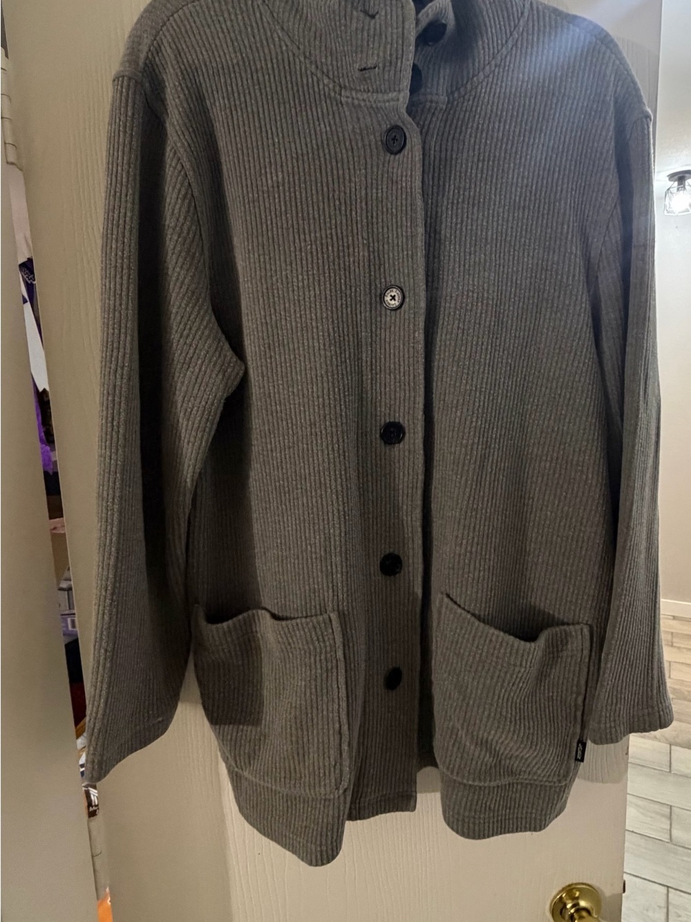 Ralph Lauren Men's Charcoal Ribbed Button-Front Cardigan